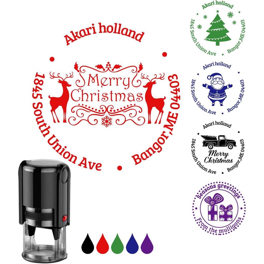 Carimbos de Endereço Personalizados para o Natal, Carimbos de Endereço de Retorno com Tinta Automática