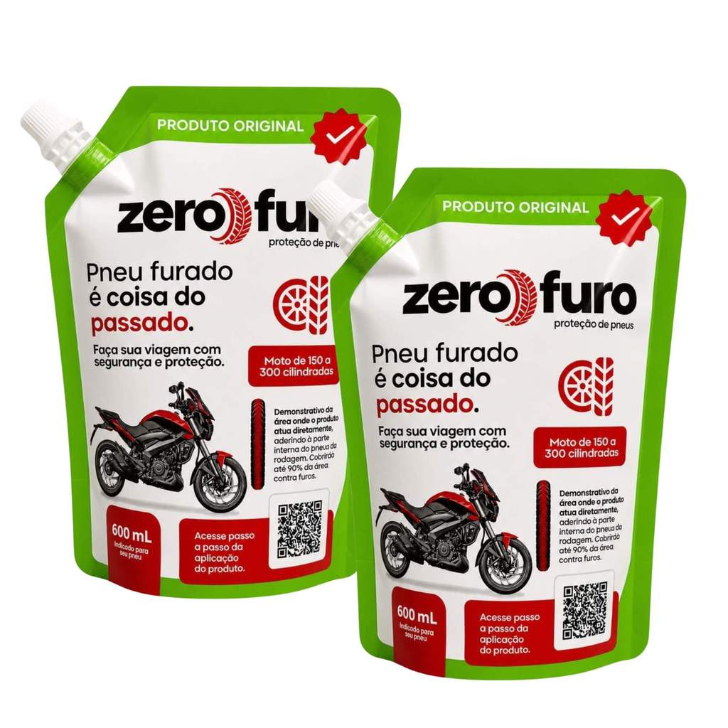 Kit 2 Selantes Pneu Zero Furo para Motos de 150 a 300 cilindradas Automotivo