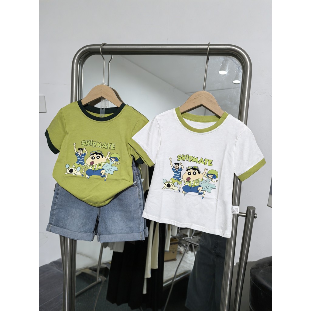 Crianças camiseta de manga curta verão 2026 novo estilo versão coreana impressão dos desenhos animados meninos meninas m