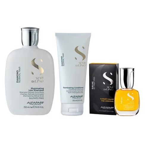 Kit Alfaparf SDL Diamond  Shampoo +Cond peq + Cristalli 15ml