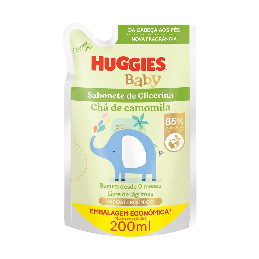 Sabonete Líquido Huggies Refil Camomila Seguro para Recém-Nascidos 200ml