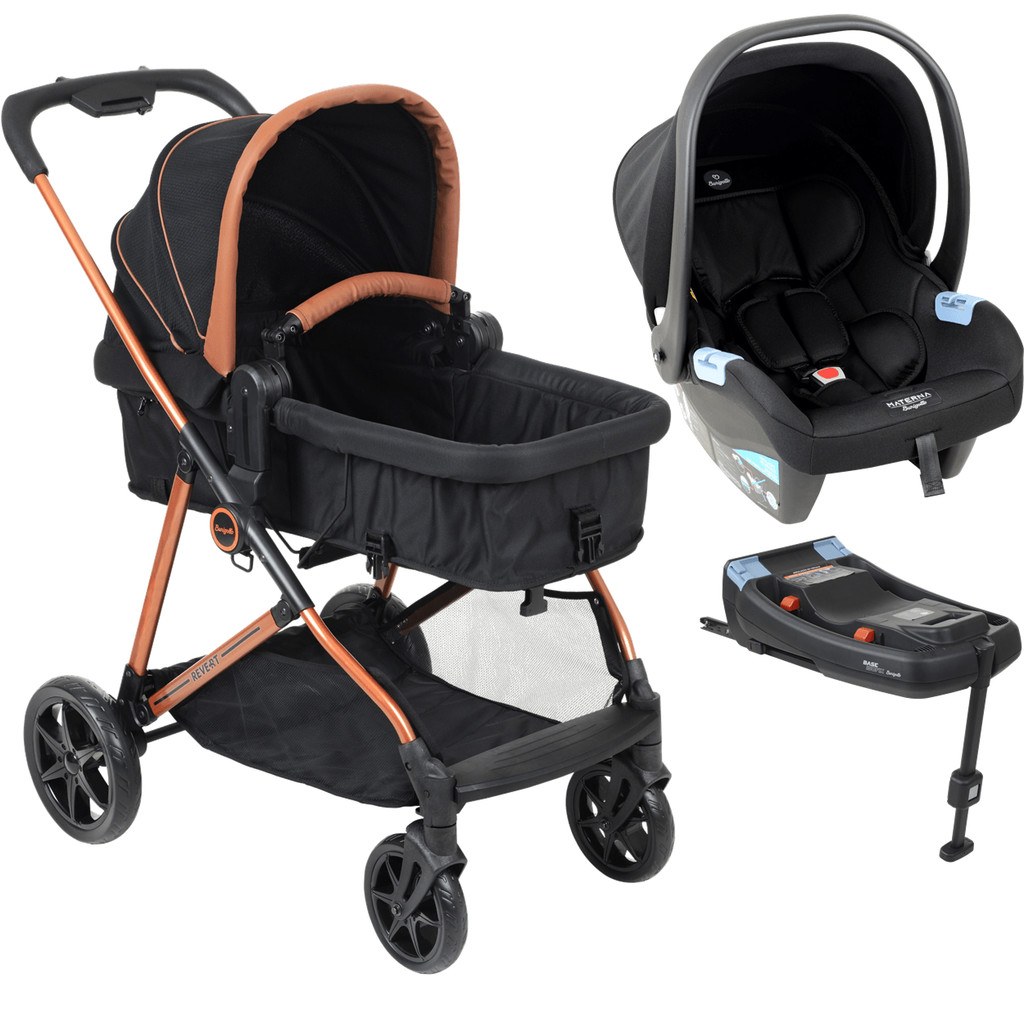 Carrinho Bebe Materna Base ISOFIX Burigotto Revert 22 Preto Cobre