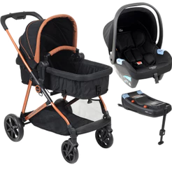 Carrinho Bebe Materna Base ISOFIX Burigotto Revert 22 Preto Cobre