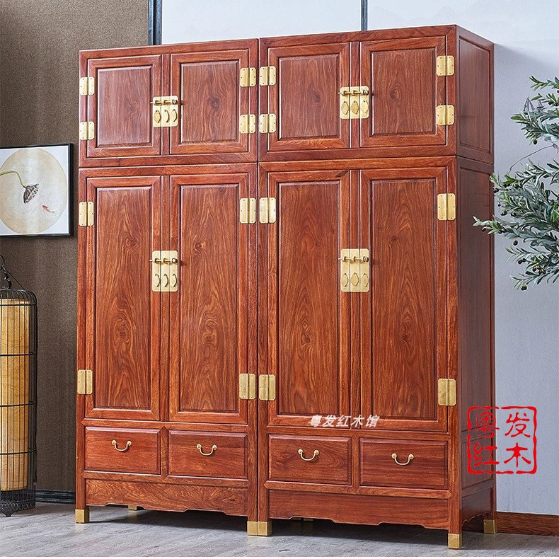 Guarda-roupa de mogno ouriço vermelho sândalo caixa superior armário jacarandá grande guarda-roupa de madeira maciça qua