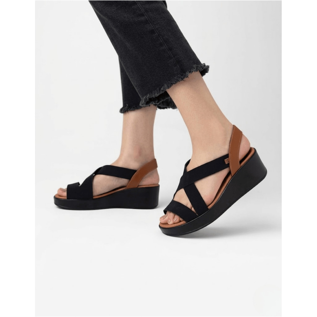 Sandália Piccadilly Anabela Salto Médio Plataforma Casual Conforto Calce Facil Anatomica Picadili