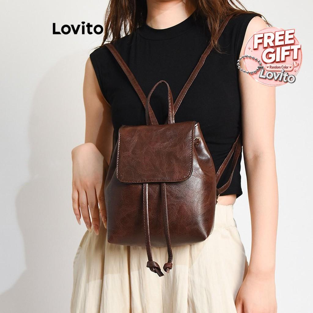 (Casual) Lovito Mochila Simples Versátil Para Mulheres LFA23192