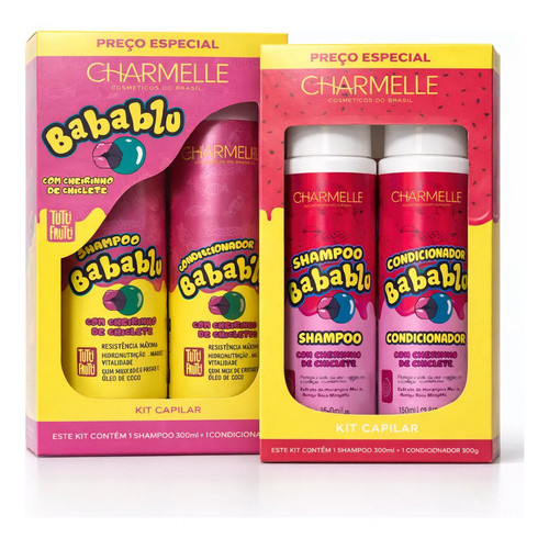 2 KIT BABABLU CHARMELLE TUTTI E MORANGO CHARMELLE 2 ITENS 300 ML HIDRATAÇÃO CAPILAR