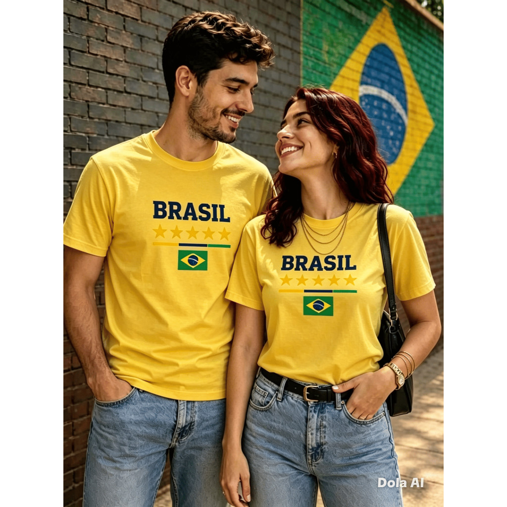 Kit 2 Camisetas Brasil Seleção Brasileira 100% Algodão –Camisa Ideal para Torcer na Copa Envio 24H