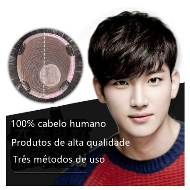 100% cabelo humano, peruca masculina, cobre a queda de cabelo, muda o estilo do cabelo GFHO