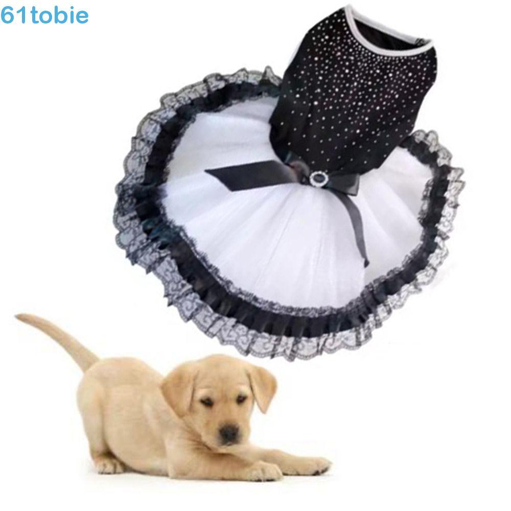 Vestido Tutu Para Cachorro TOBIE Dot , Saia Formal De Renda Com Glitter E Diamante , Acabamento Em , Saias Preto-Branco