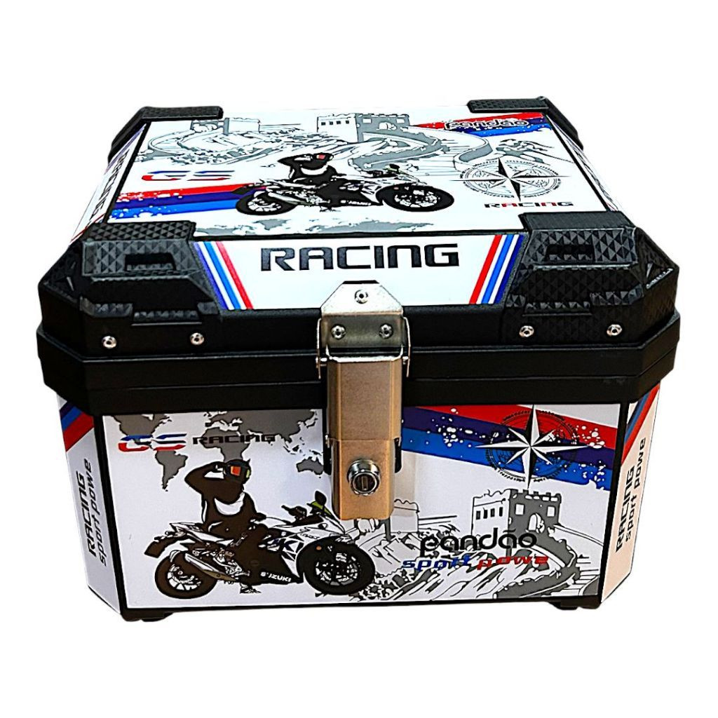Baú Bauleto para Moto 45 litros Universal Base Kit Fixação Completo Trava Anti Furto