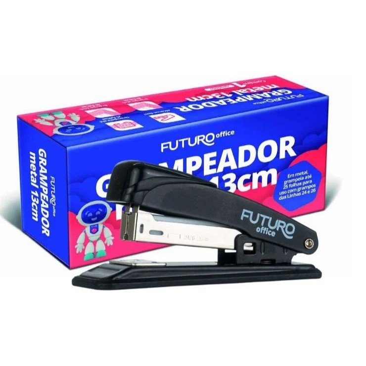 Grampeador Metal 13 cm Futuro – Capacidade 25 Folhas | Escritório & Escola