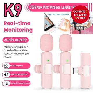 Microfone Sem Fio K9, Microfone de Lapela para Ensino, Mini Microfone para Vlog, Videoke …