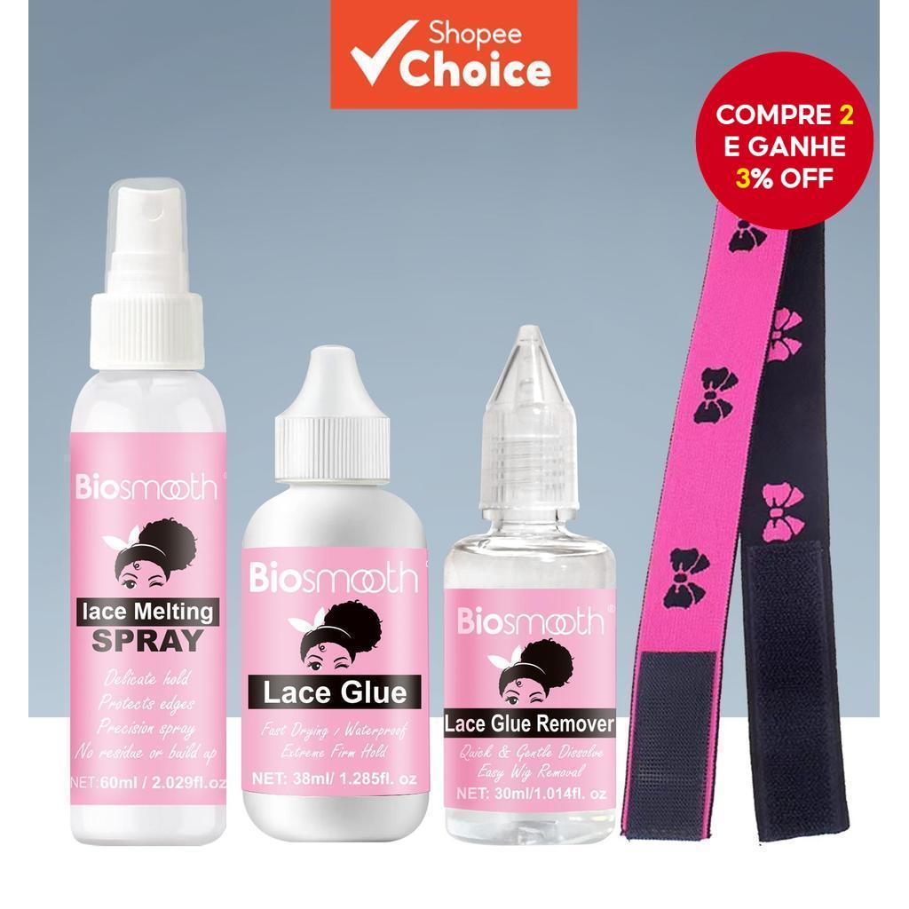 Kit de Instalação de Peruca Biosmooth, Removedor de Cola para Renda, Spray de Fusão com Faixa de Fusão, À Prova d’Água,