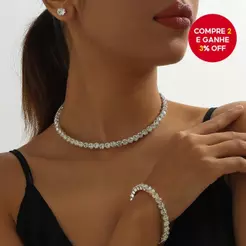 Conjunto De Noiva De Strass – Colar E Brincos Em Forma De Lágrima , Joias De Casamento Brilhantes Para Mulheres 