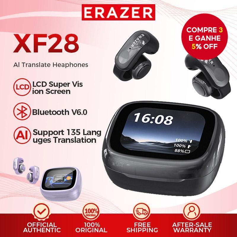 ERAZER XF28 Earbud AI Smart Tradução Fone De Ouvido Bluetooth Tela Colorida Earclip HD Chamada De Voz ASMR Fones Com Cli
