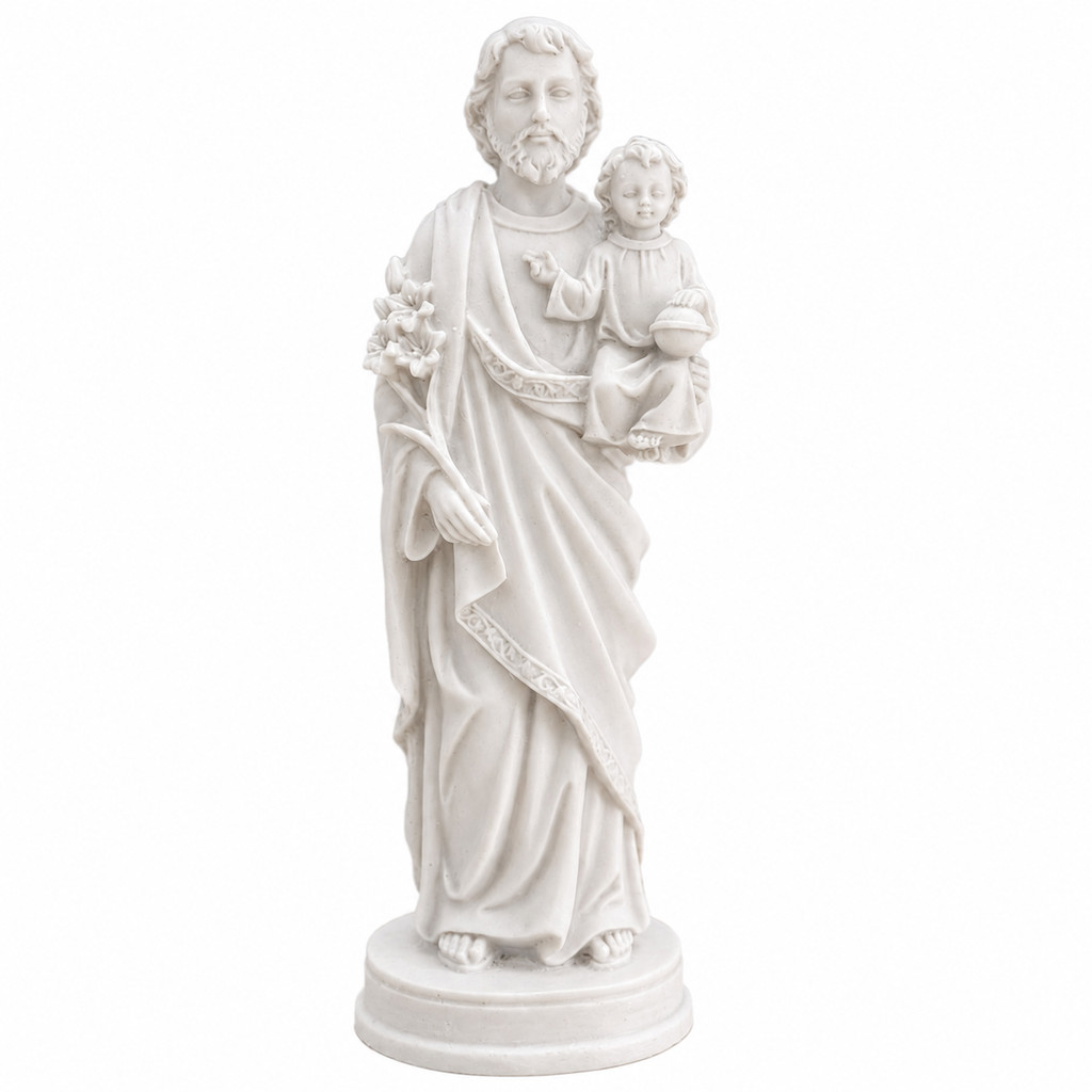 São José Mármore 20cm Imagem Católica Decoração Sacra