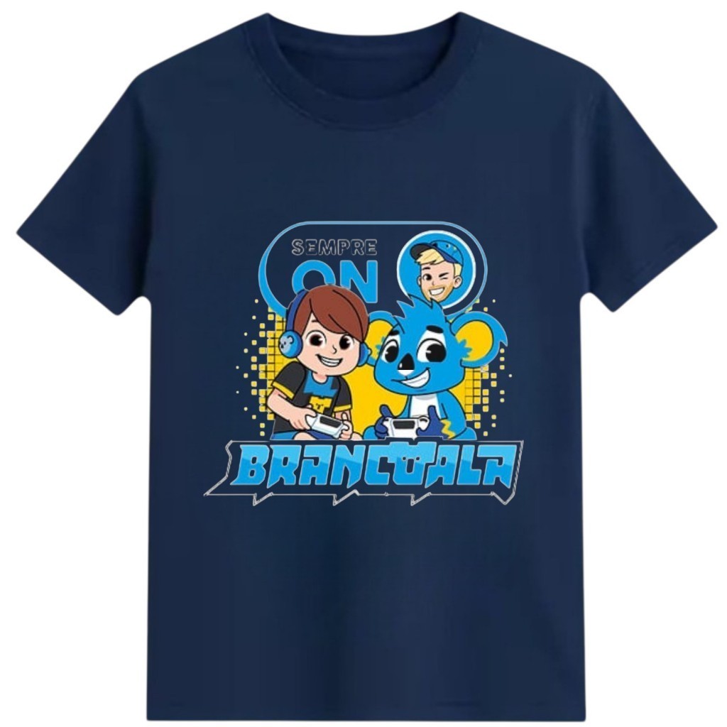 Camisa Infantil Unissex Youtuber Brancoala Camiseta Estampada 100% Algodão Premium