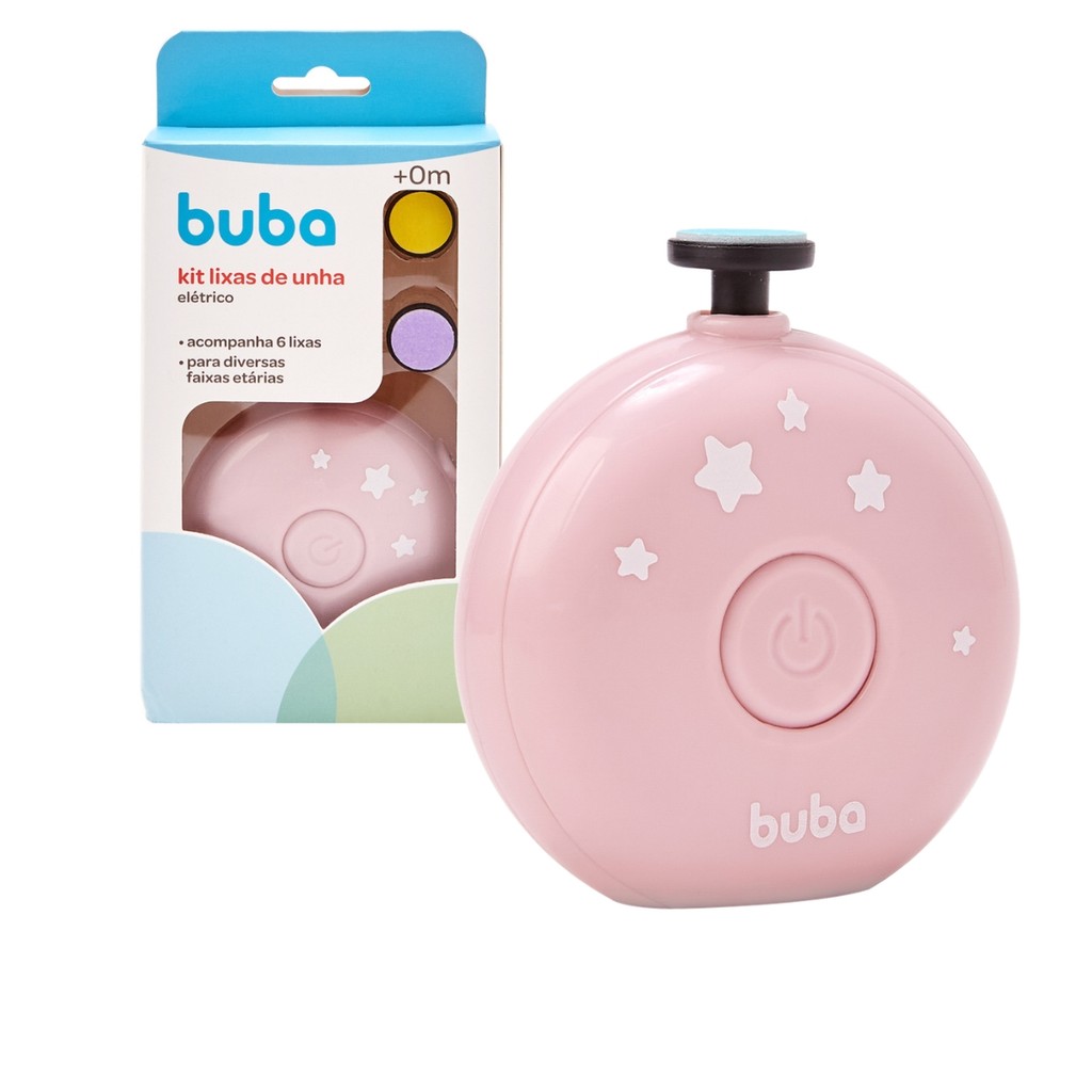 Kit Lixa Eletrica Unha Bebe Rosa 6 Lixas 22176 - Buba