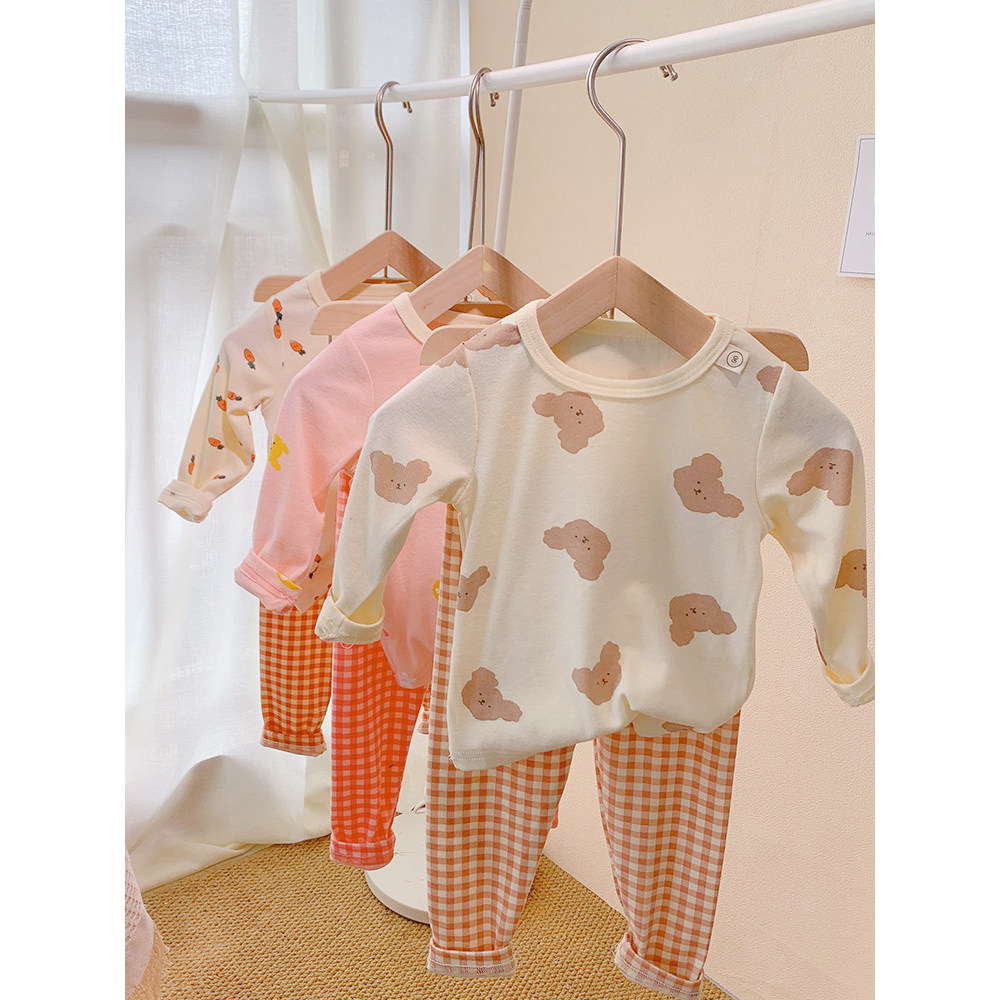 Crianças conjunto de roupa interior primavera outono inverno puro algodão meninas roupas outono calças compridas roupas 