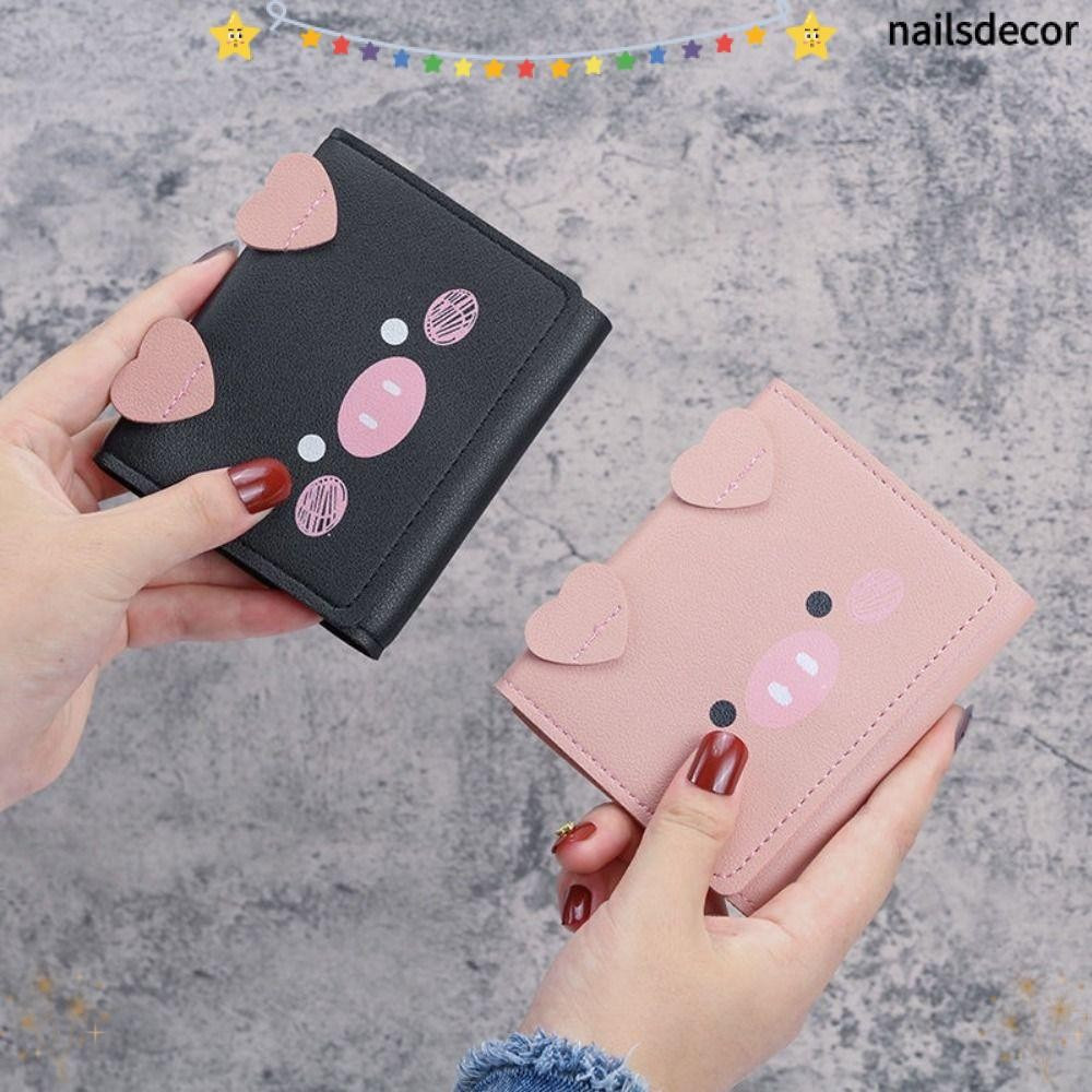 Carteira Feminina NAILSDECOR , Porta-Moedas De Grande Capacidade De Leitão , Bolsa Clutch De Couro PU De Desenho Animado
