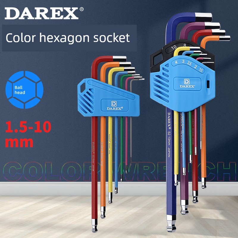 Darex importado S2 cor Allen chave conjunto ferramenta estendida hexágono chave de fenda colher hexagonal interna
