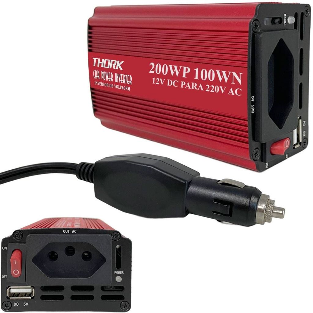 Inversor 12v Para 110v/220v Automotivo Conversor DC Starlink Notebook USB 200W/4