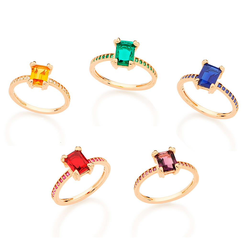 Anel Rommanel Formatura Com Zircônias E Cristal Banhado Ouro Diversos Cursos