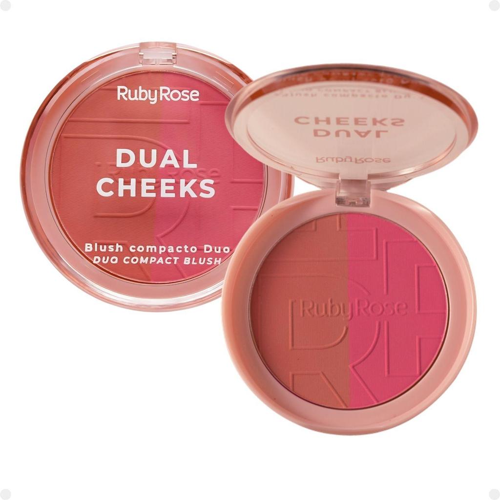 Blush Compacto Duo Ruby Rose Dual Cheeks Peachy e Fuchsia Hb-m03-2