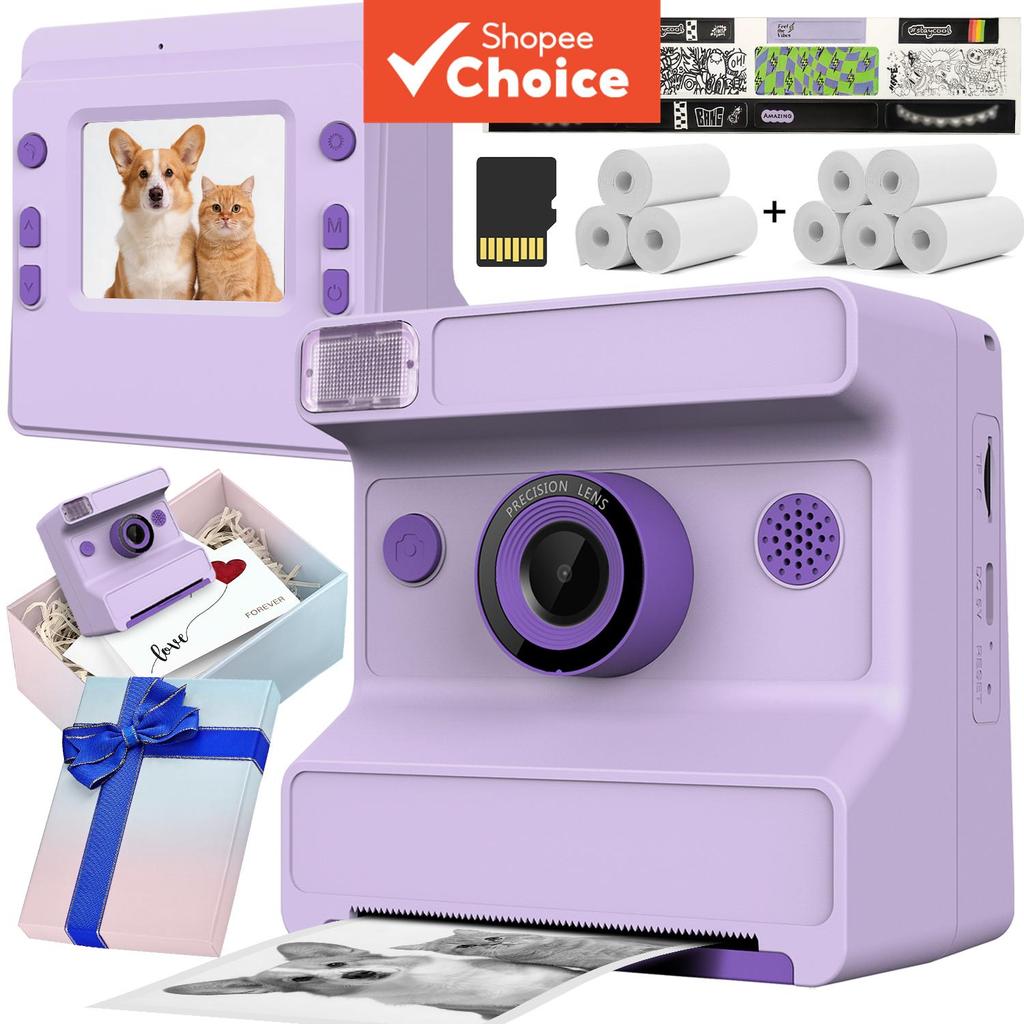 Câmera Infantil 1080p HD com Função de Gravação de Vídeo, Música e Jogos, Câmera Instantânea para Crianças
