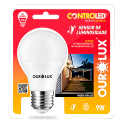 Lâmpada Inteligente Fotocélula 9W E27 Branco Frio 6500K Bivolt USO EXTERNO