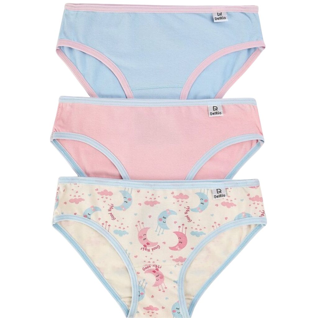 Kit com 3 Calcinhas Infantil Juvenil Cotton Algodão DelRio