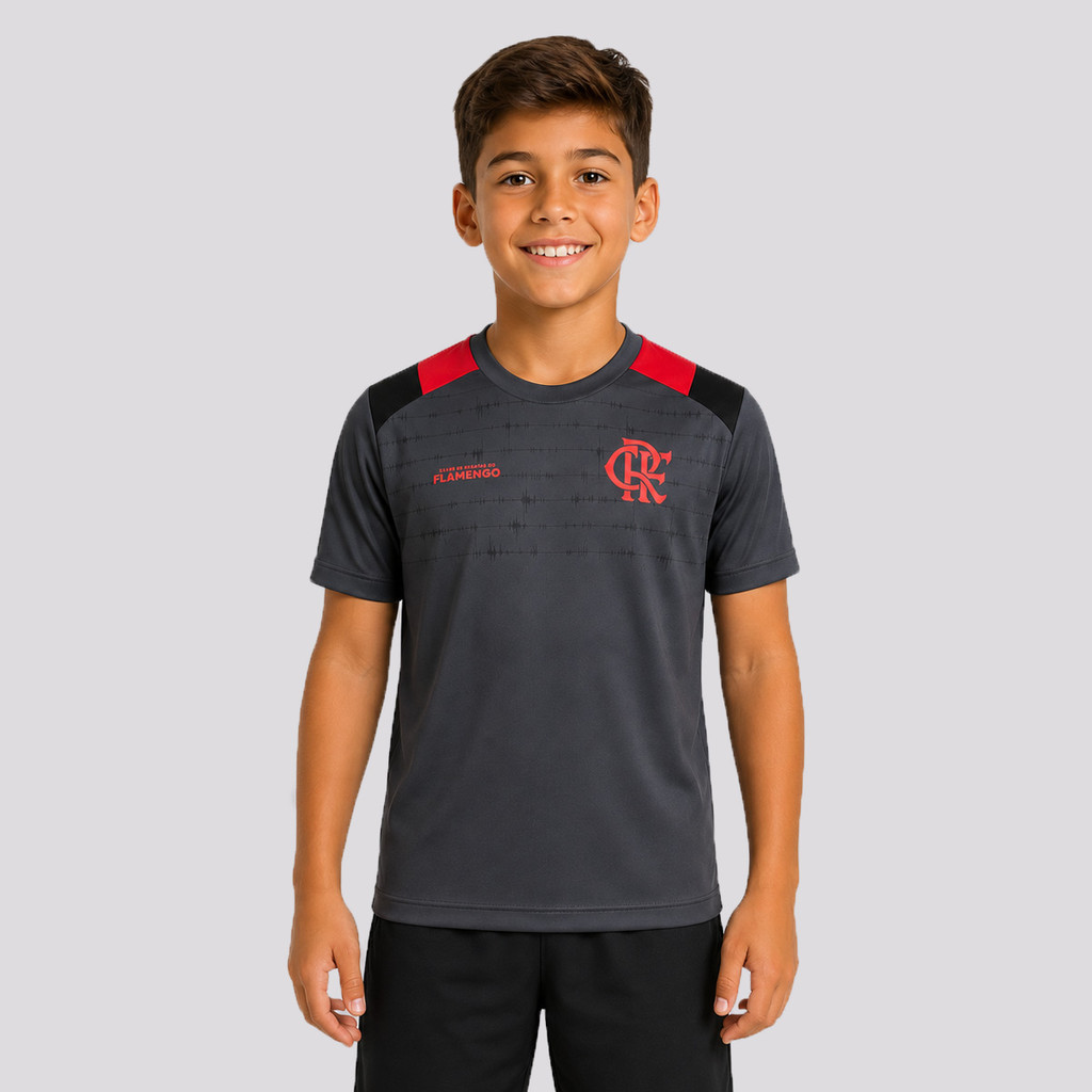 Camisa Flamengo Vibrou Infantil Cinza