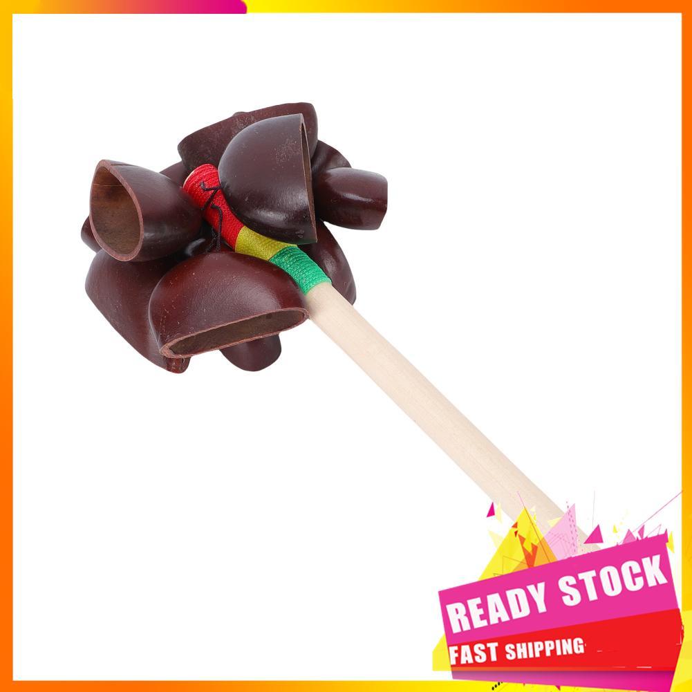 gfgfgfgg Agitador de casca de sementes feito à mão Maraca Instrumento musical Casca de noz com cabo de mogno Percussão