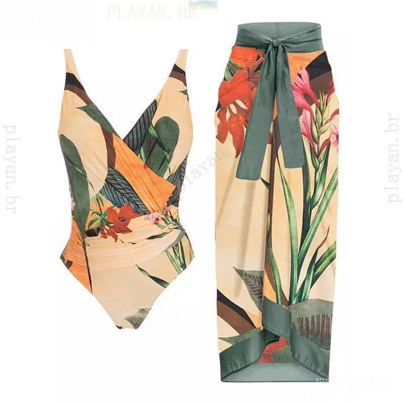 Biquíni de Praia Acolchoado Feminino, Saia Modeladora de Bumbum para Adultos, Roupa de Banho, Saída de Praia WQMF CF02