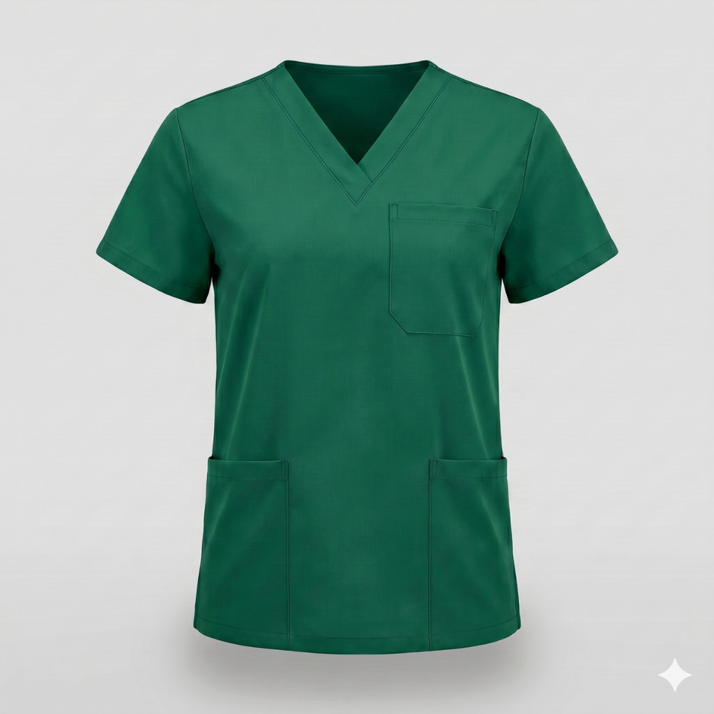 Camisa Scrub Feminino Verde Bandeira Queima de Estoque Profissional Enfermagem Hospital Clínica Últimas Unidades