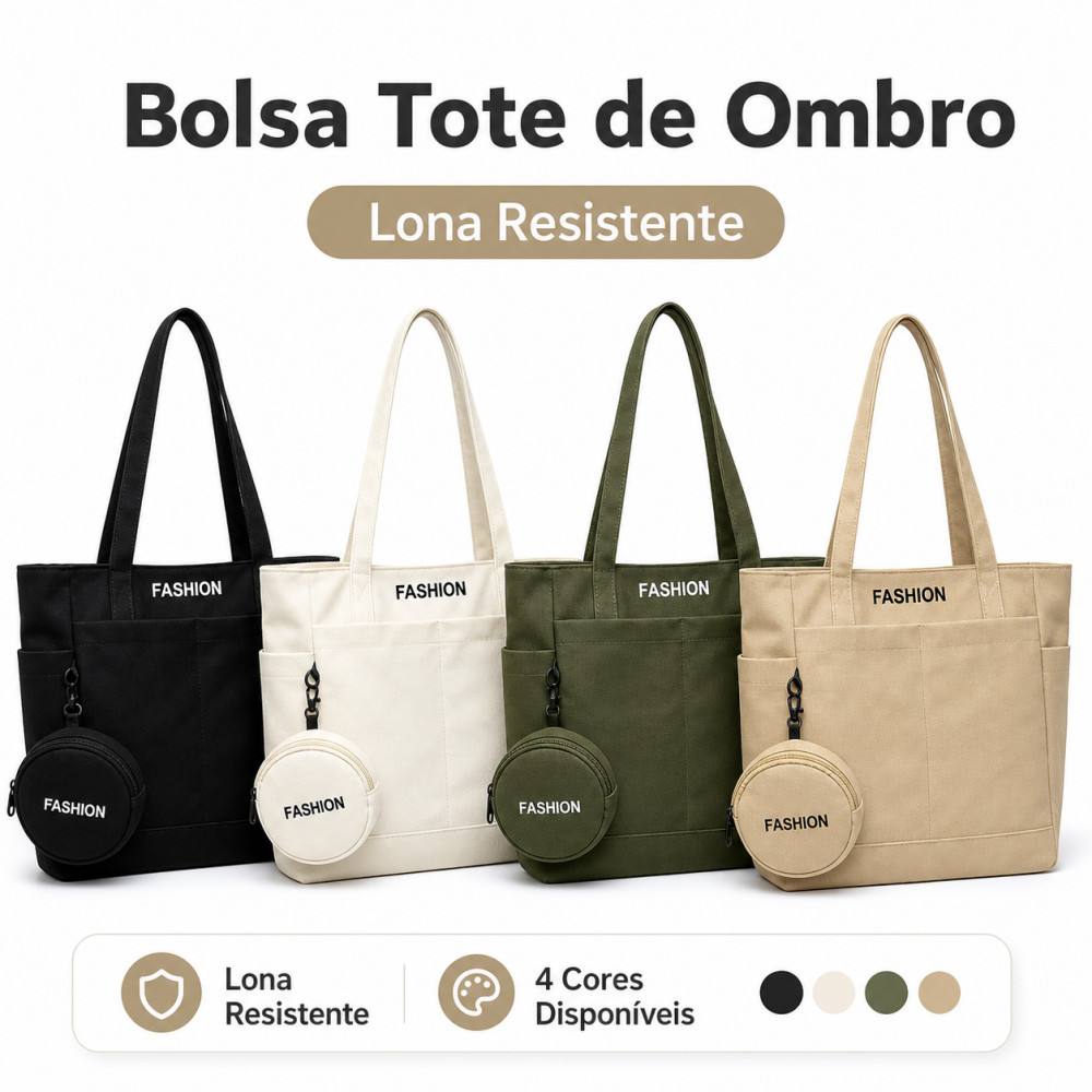 Bolsa Tote de Lona Feminina com Mini Bolsa Resistente para Faculdade e Trabalho