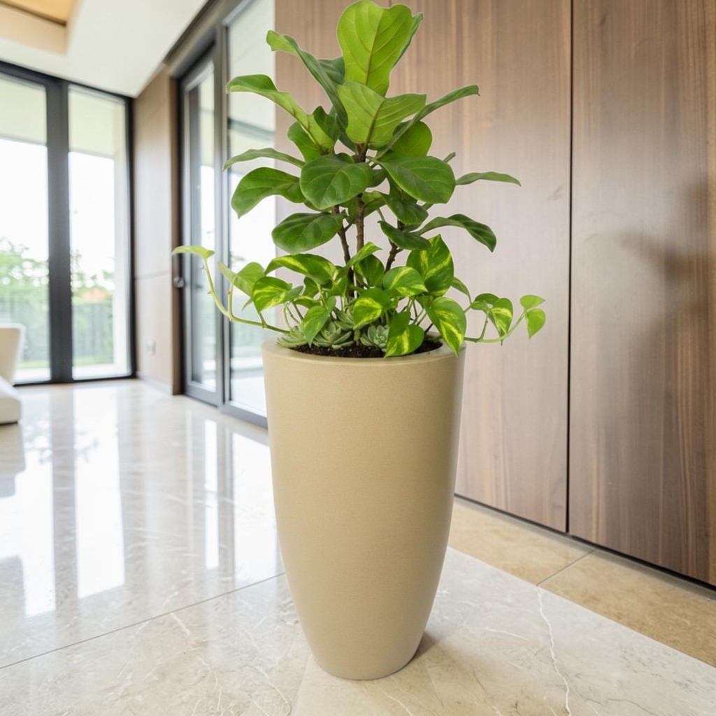 Vaso Decorativo Ibiza Bojo Slim Luxo Grande 50×30 cm para Plantas Marmorizado Polido Moderno