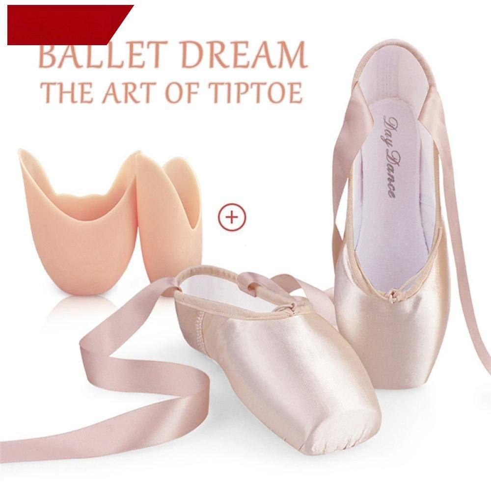 Sapatos de balé de cetim com bico fino, adequados para meninas, crianças e adultos, equipados com fita de prática YGLH