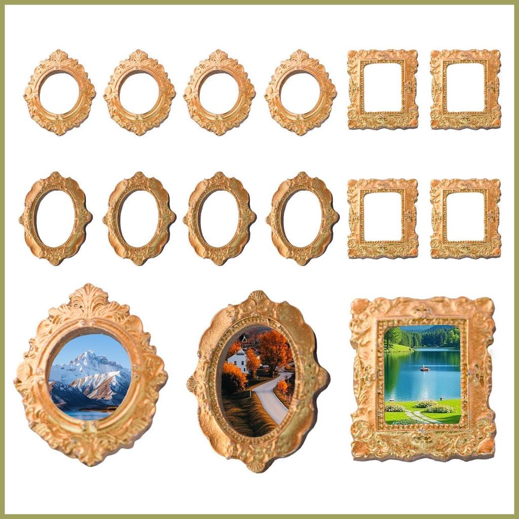 Mini Molduras Para Fotos , 15 Peças , Resina , Retrô , Moldura Dourada , Decoração De Parede Exibição De Geladeira , Fot