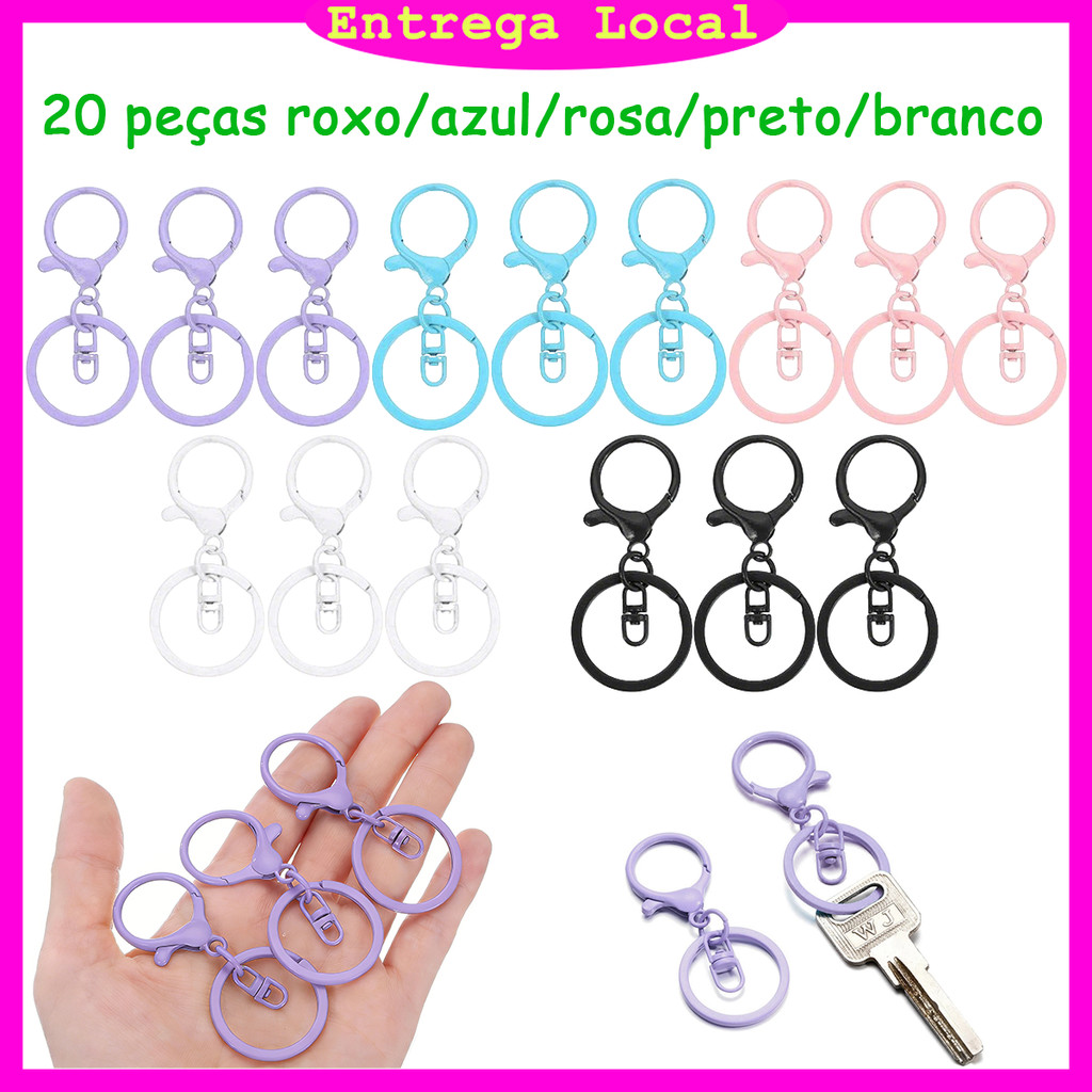 20 Peças Fechos de lagosta, metal com fecho de garra de lagosta com chaveiro para bolsa faça você mesmo, chaves