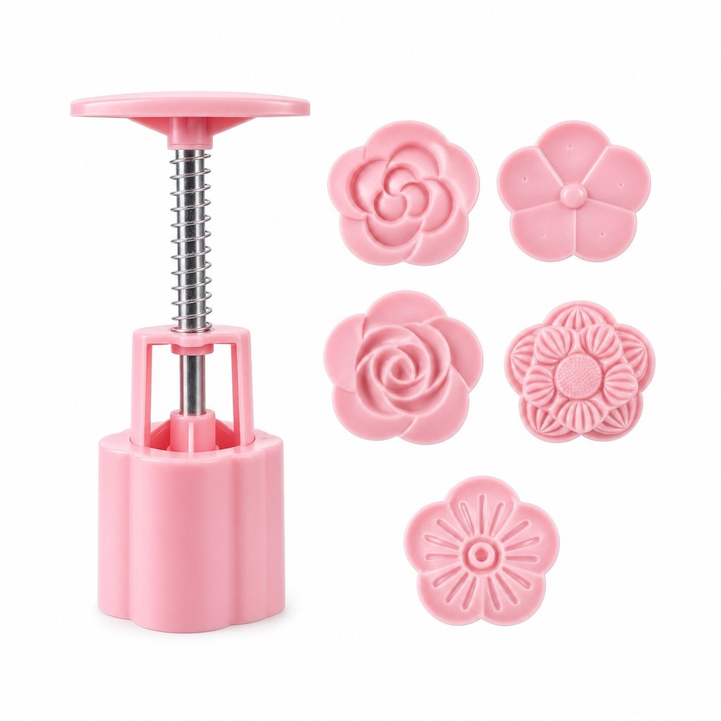 Kit Molde Flores Ejetor Para Doces Massas Biscoito Rosa Festa Infantil Docinho