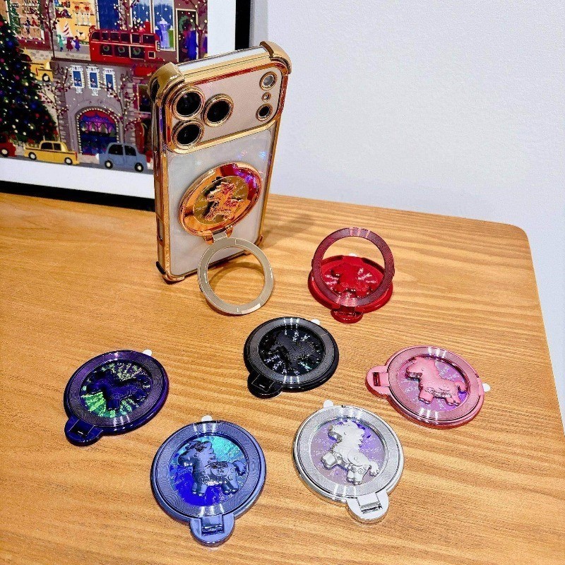 360 ° 2026 Ano Do Cavalo Sorte Rico Riqueza Multicolorido Suporte De Telefone Novo Vermelho Rotativo Magnético Para Caso