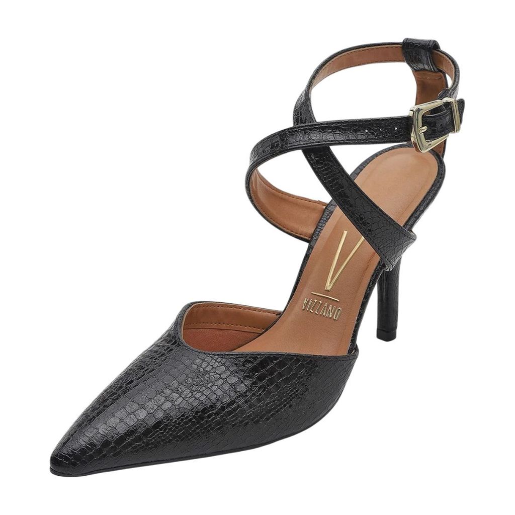Scarpin Sapato Feminino Salto Alto Fino Croco Social Vizzano