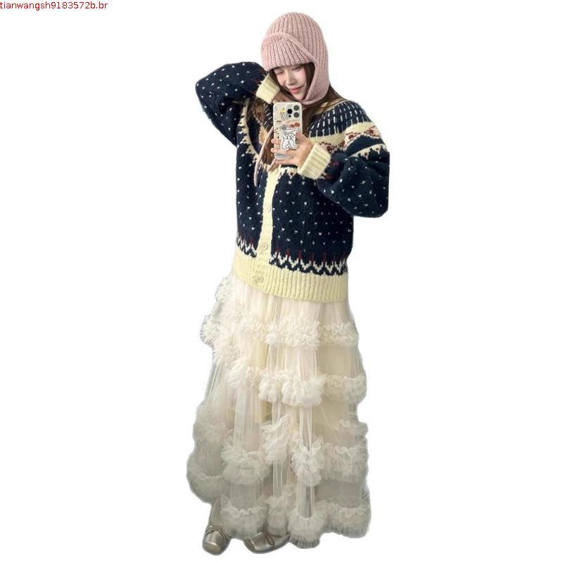 Confortável Saia Feminina Tule Feminino Cintura Alta Em Camadas Maxi A Linha Plissado Malha Fada Longo Tutu Fluido Para