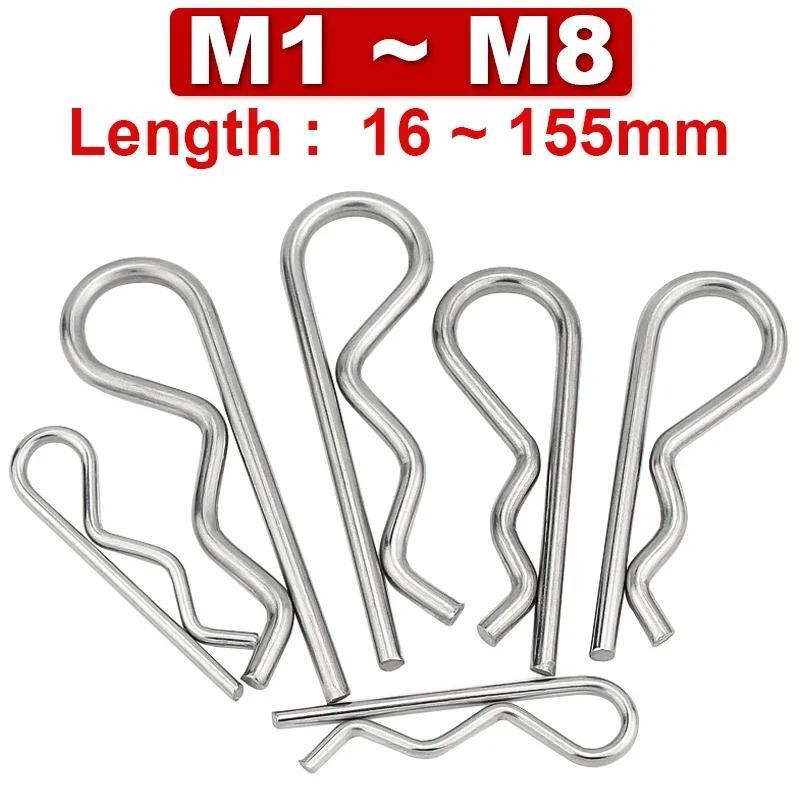 1/40 Pçs 304 Aço Inoxidável/Pino Galvanizado Tipo B R-Contrapino Onda Circlip Cartão Hairpin Parafuso Mola