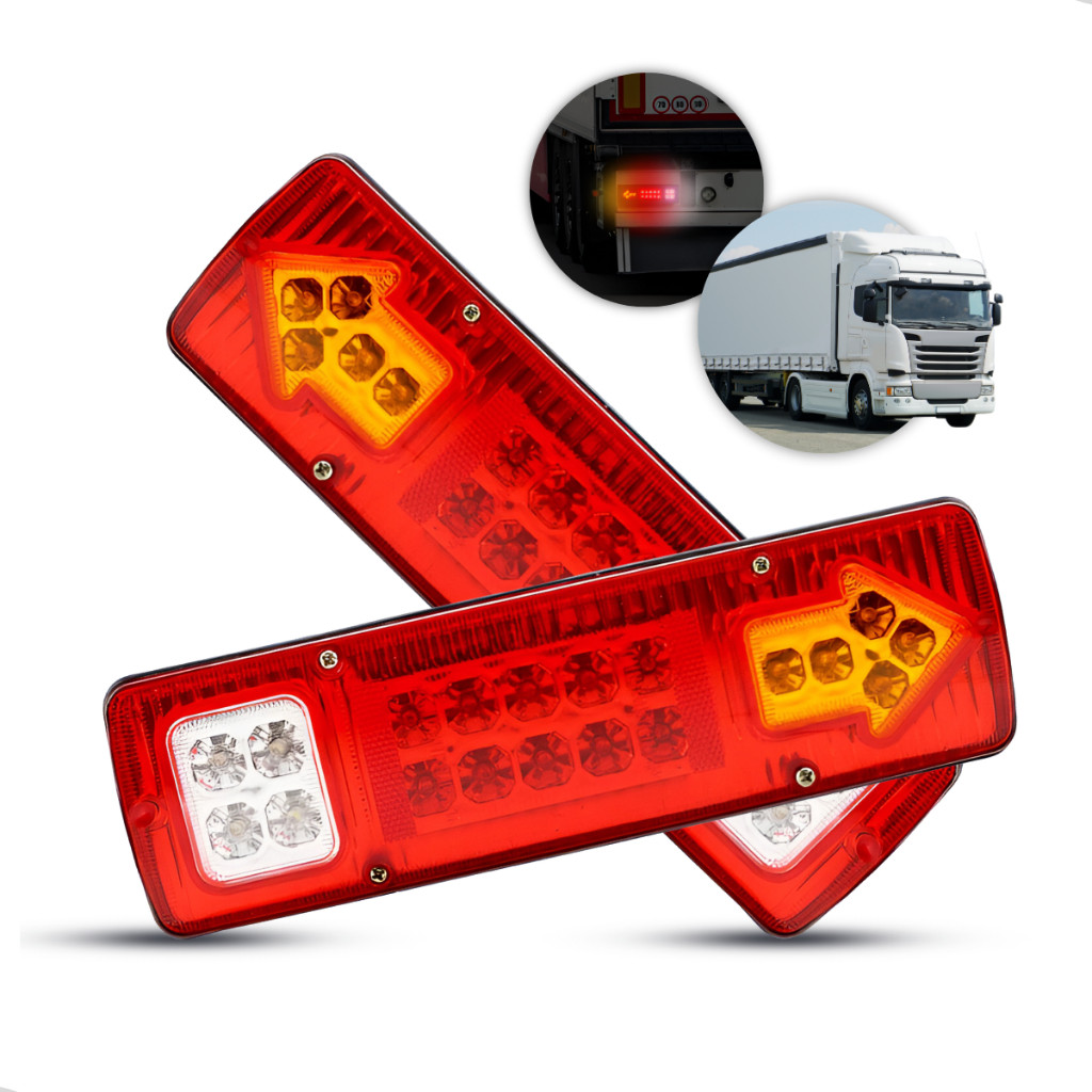 Par Sinaleira De Led Caminhão Carreta Baú Truck Tanque Carretinha F4000 12v / 24v Lanterna Traseira Reboque