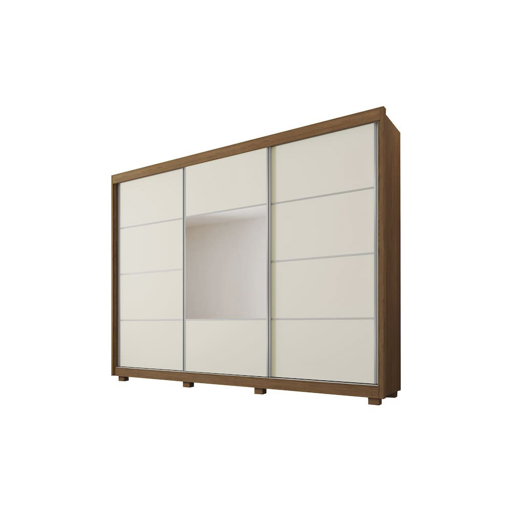 Guarda-Roupa Casal Spazio 3 Portas de Correr Espelho 4 Gavetas Mademarques