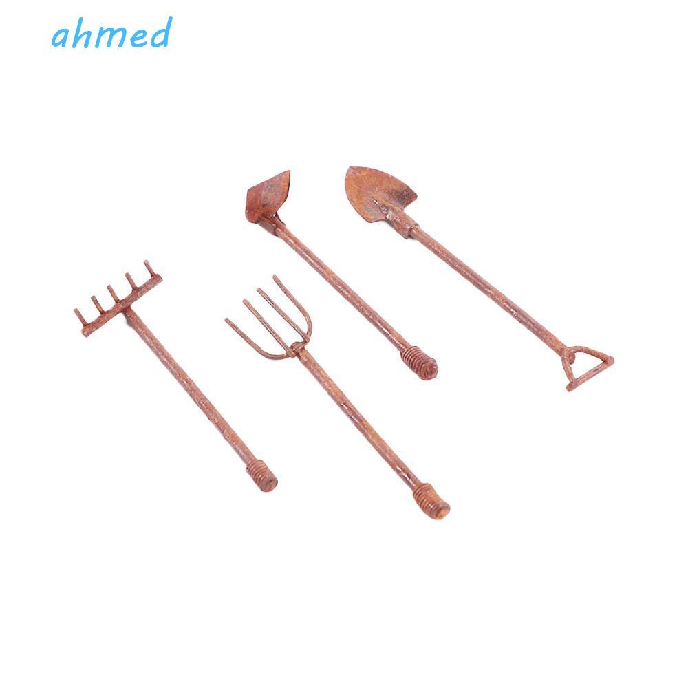 AHMED Estatuetas Pequeno Artesanato Enxada Pá Ornamentos Decoração De Casa Gnomos Acessórios De Jardim De Fadas