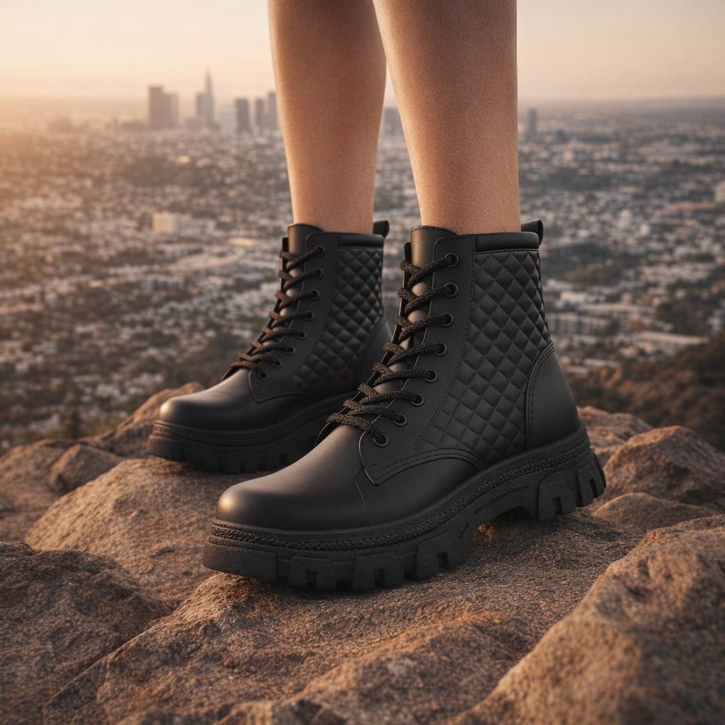Bota Coturno Sola Tratorado Estilosa Feminino Luelua